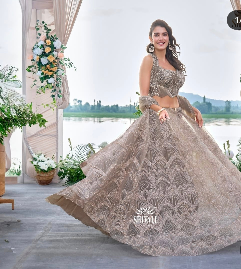 Beautiful designer heavily embroidery lengha with corset blouse