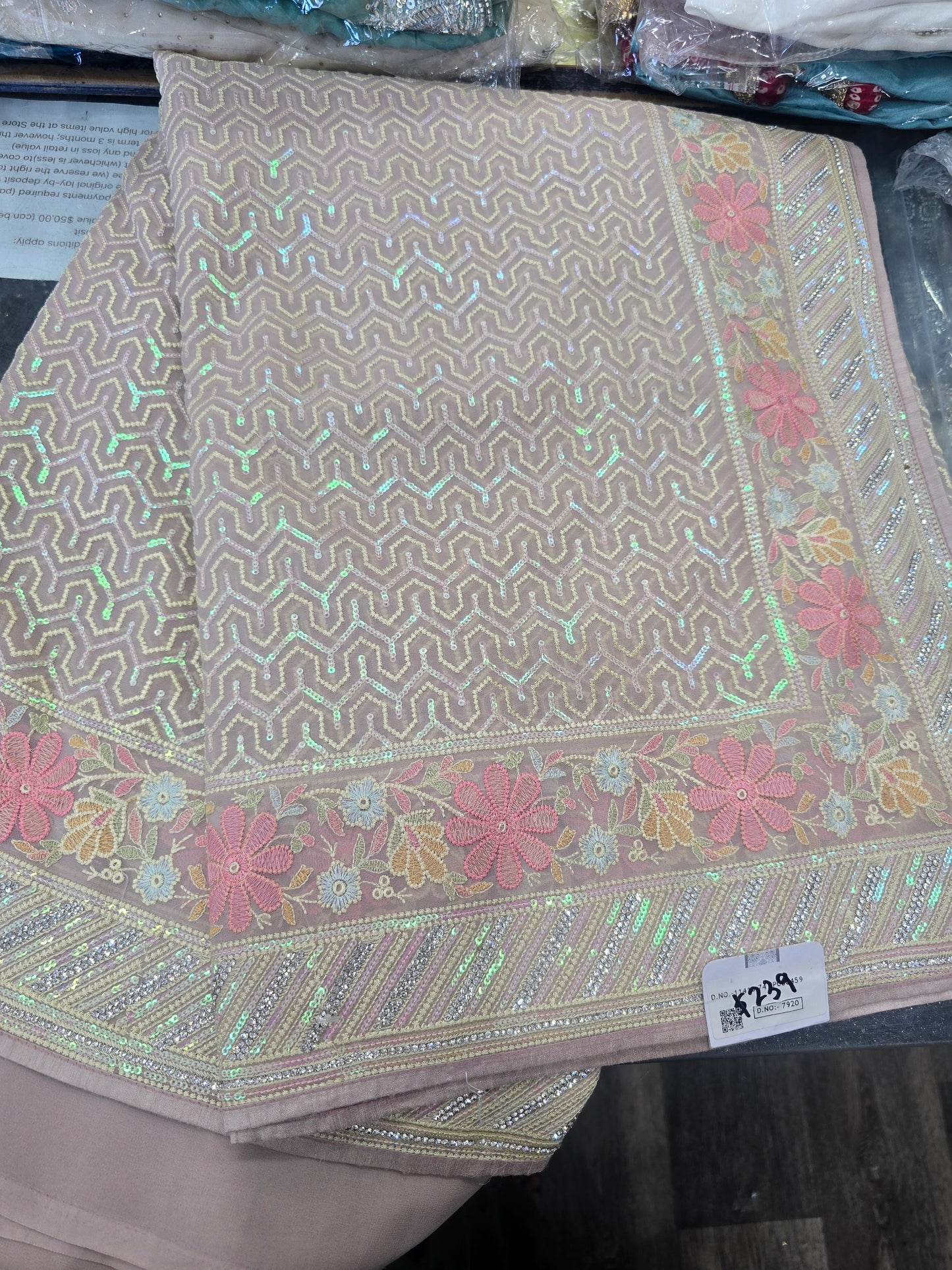Beautiful designer Georgette sequins work embroidered saree