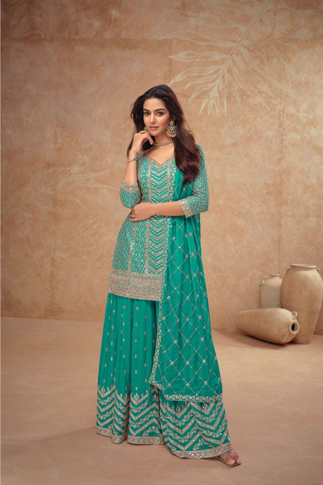Beautiful designer plazo suit