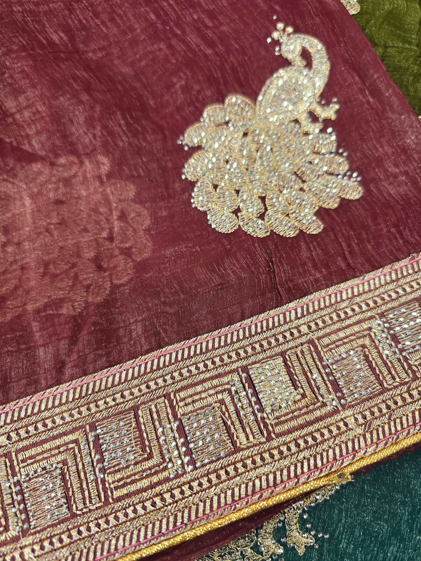 Beautiful designer hand embroidery jimmy choo saree