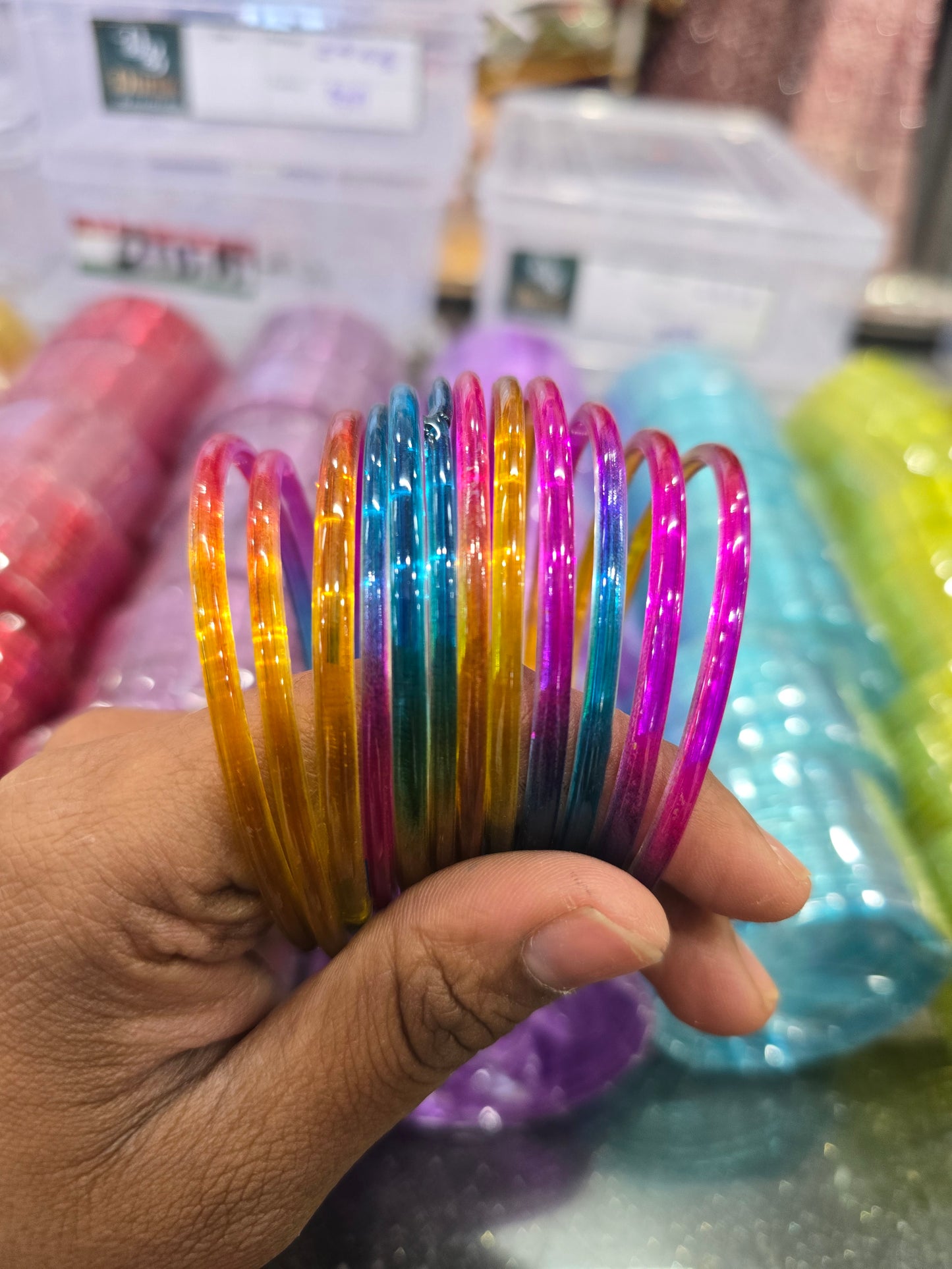 Beautiful designer jelly glass bangles