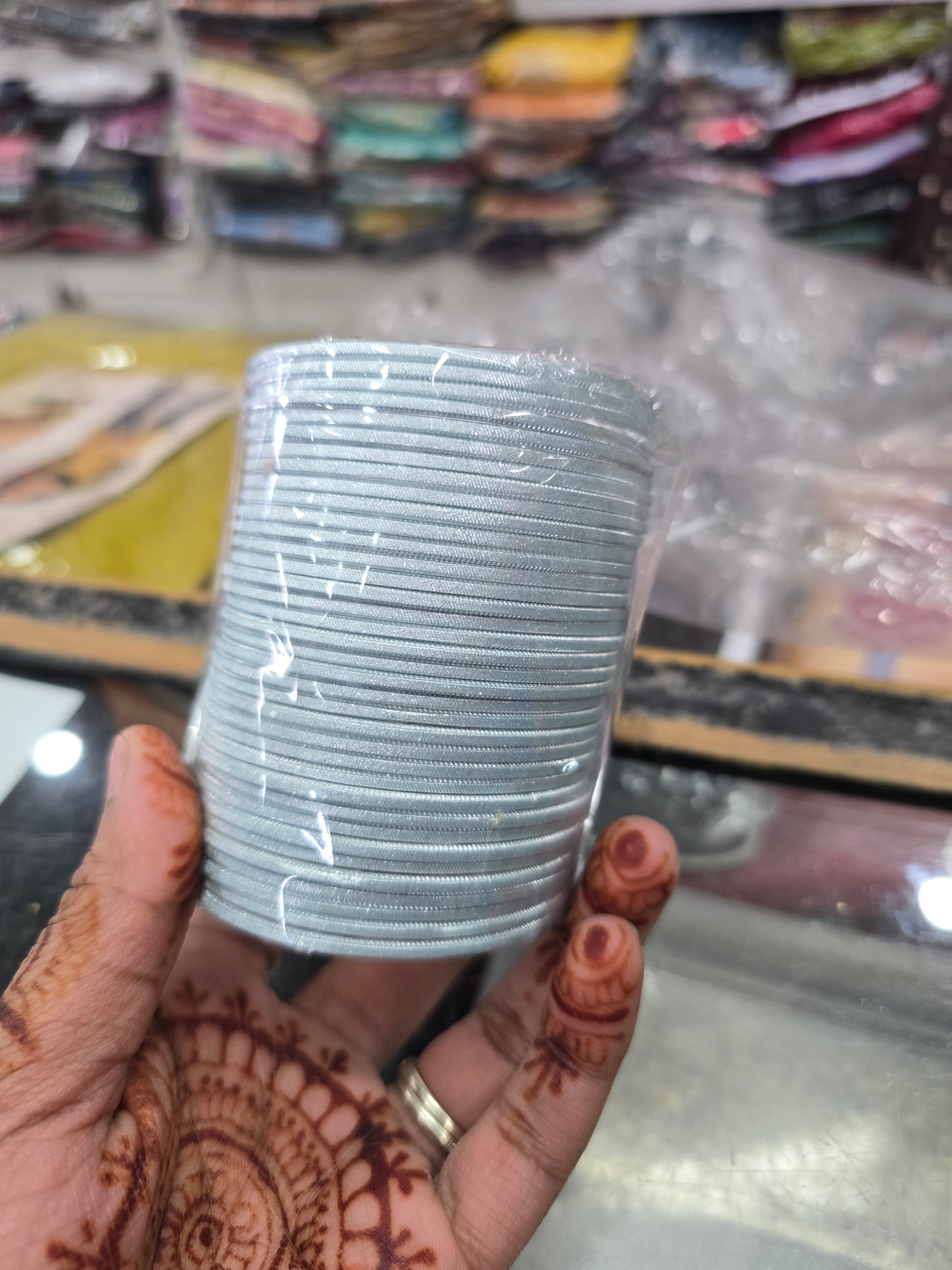 Beautiful designer metal plain bangle baby blue