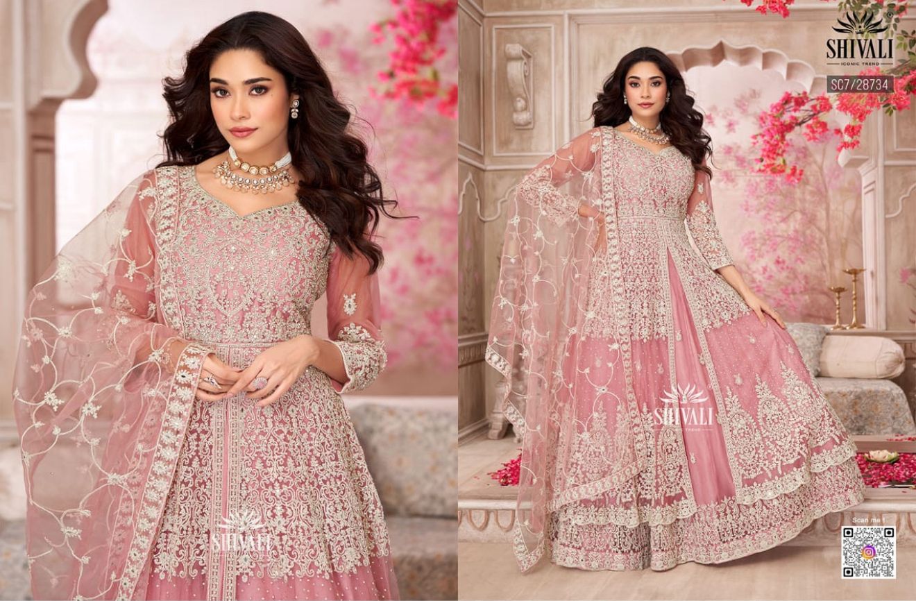 Beautiful designer anarkali front slit double layer