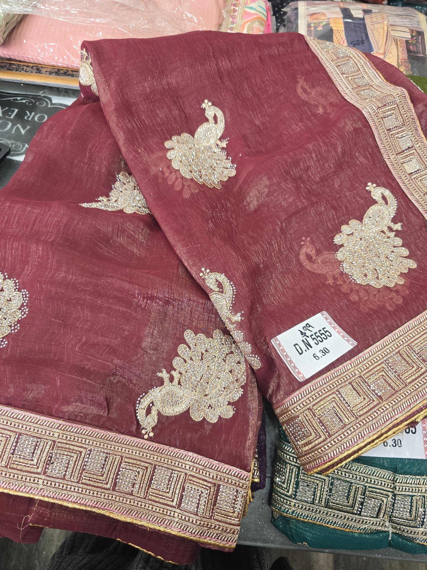 Beautiful designer hand embroidery jimmy choo saree
