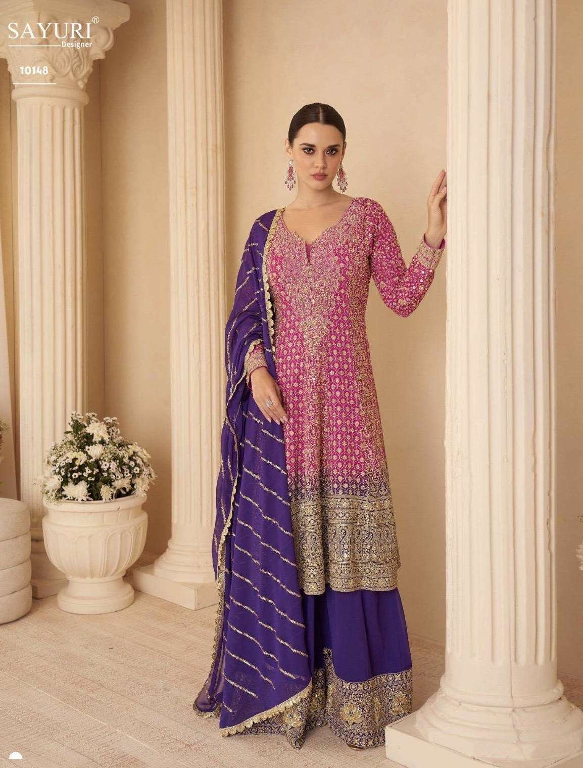 Beautiful designer plazo suit with flare top