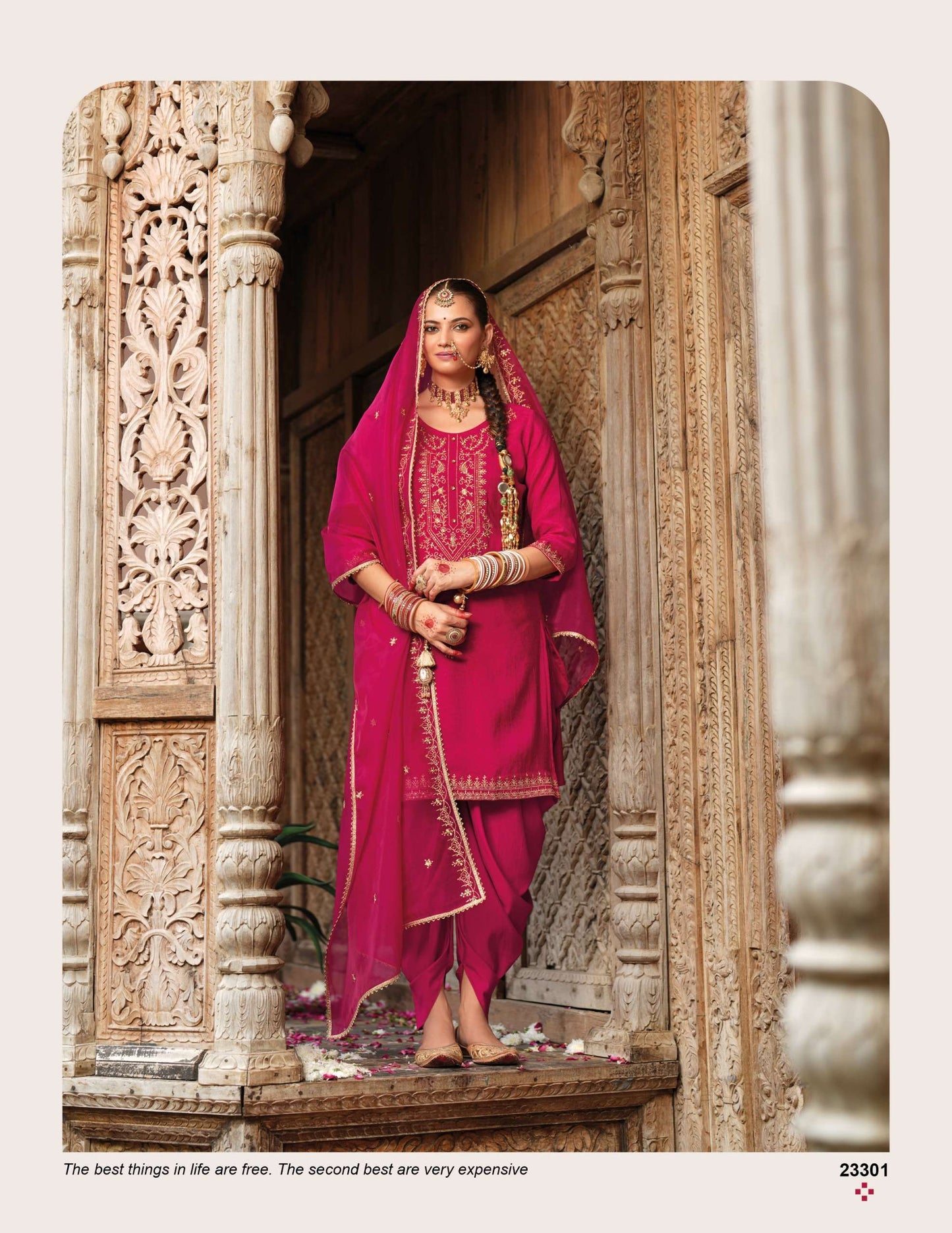 BEAUTIFUL DESIGNER WORK VISCOSE TOP WITH DHOTI BOTTOM AND DUPATTA SUIT