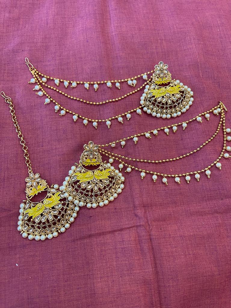 Beautiful designer bahubali earing tikkah set