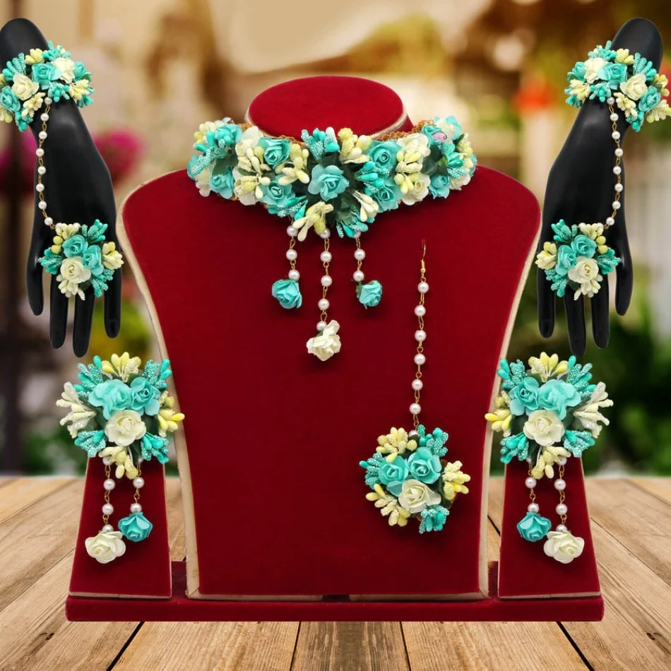 Beautiful designer Synthetic Rose Floral Necklace Set