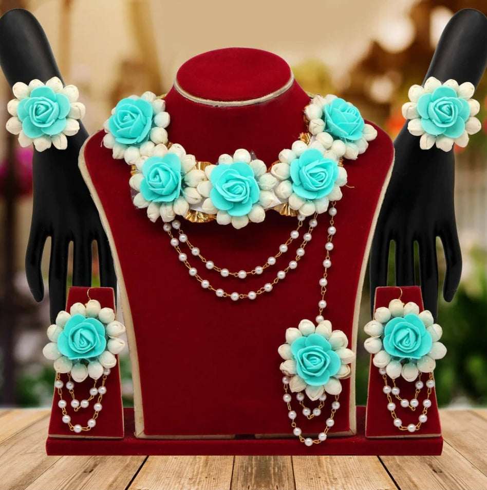 Beautiful designer Synthetic Rose Floral Necklace Set