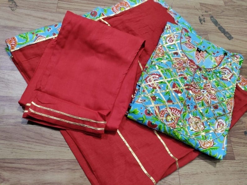 Beautiful designer flare Kurti pants & dupptta