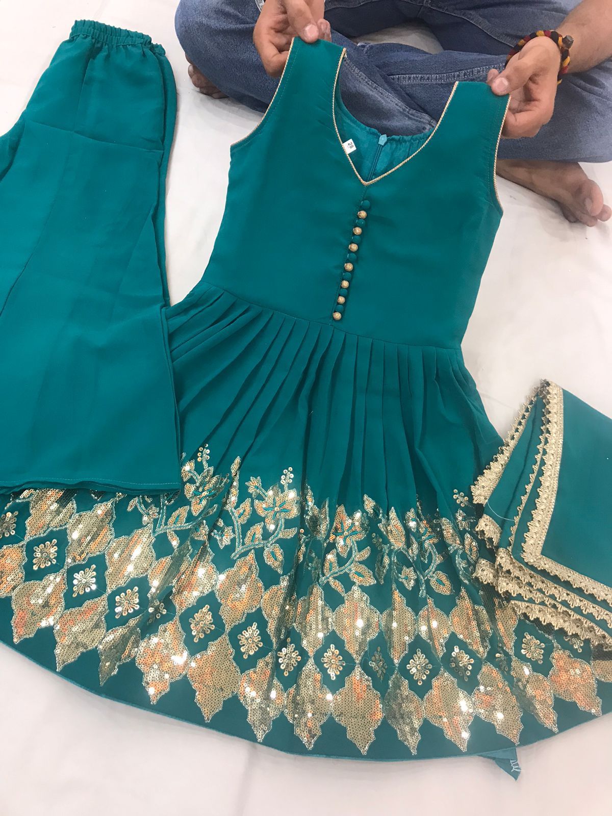 Beautiful designer anarkali plazo suit for kids