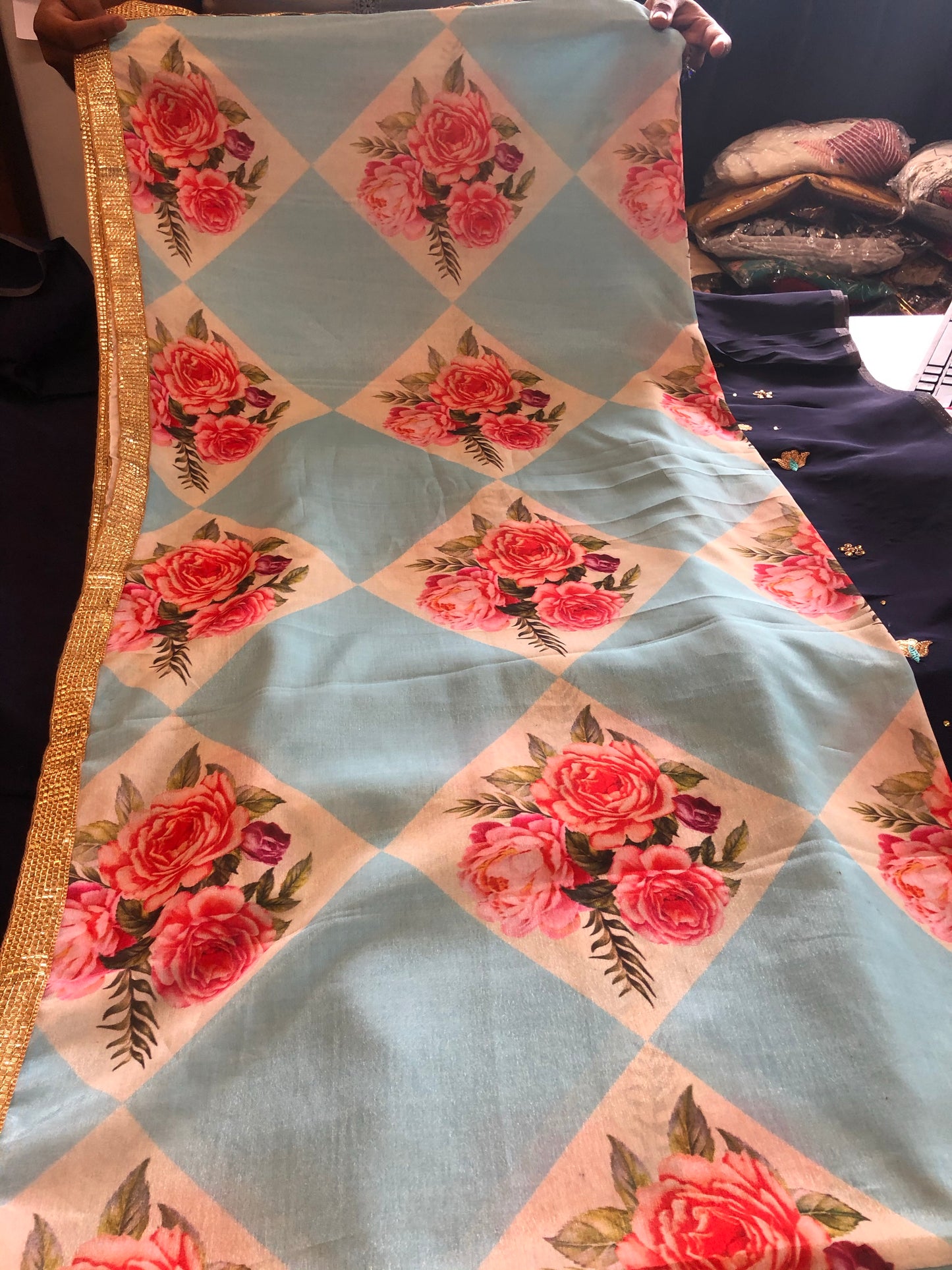 Beautiful designer Punjabi patiala suit with floral dupptta