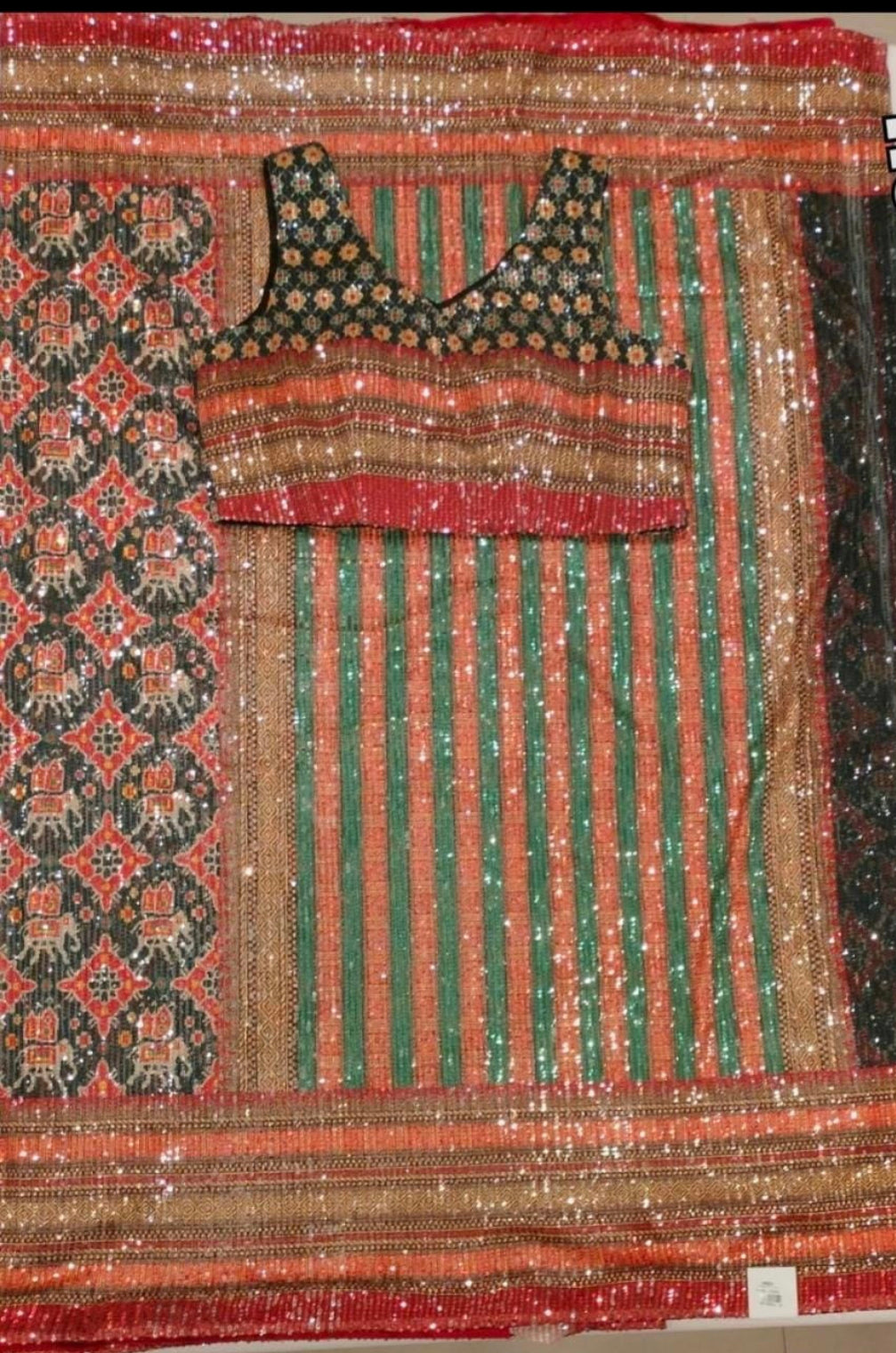 Beautiful designer sequins saree with readymade blouse