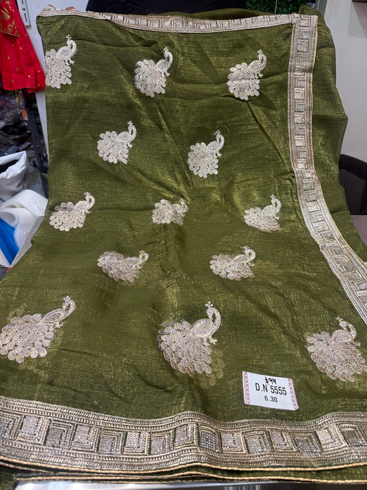 Beautiful designer hand embroidery jimmy choo  saree