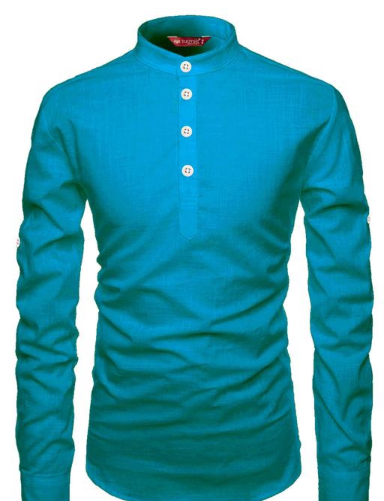 Beautiful designer Men's Slim Fit Full Sleeve Yellow Cotton Short Kurta