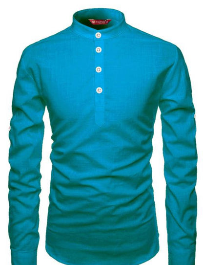 Beautiful designer Men's Slim Fit Full Sleeve Yellow Cotton Short Kurta