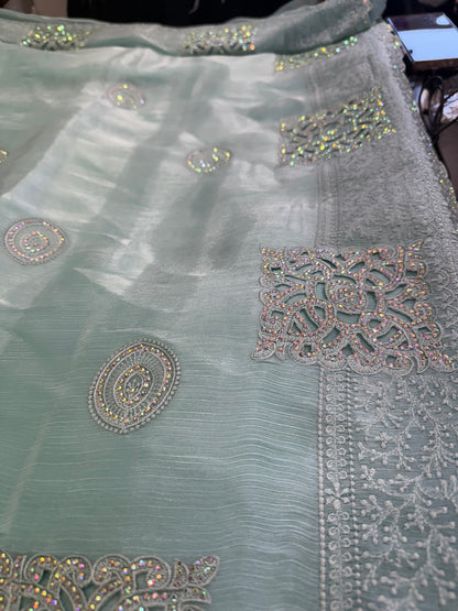 Beautiful designer cut work embroidered saree