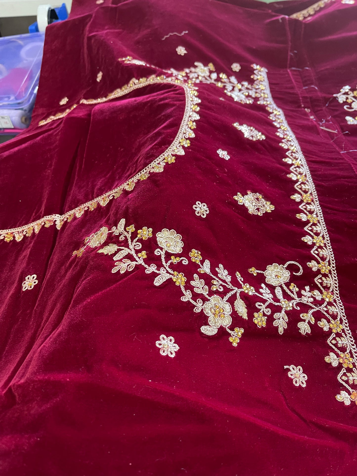 Beautiful designer bridal velvet unstitched lengha