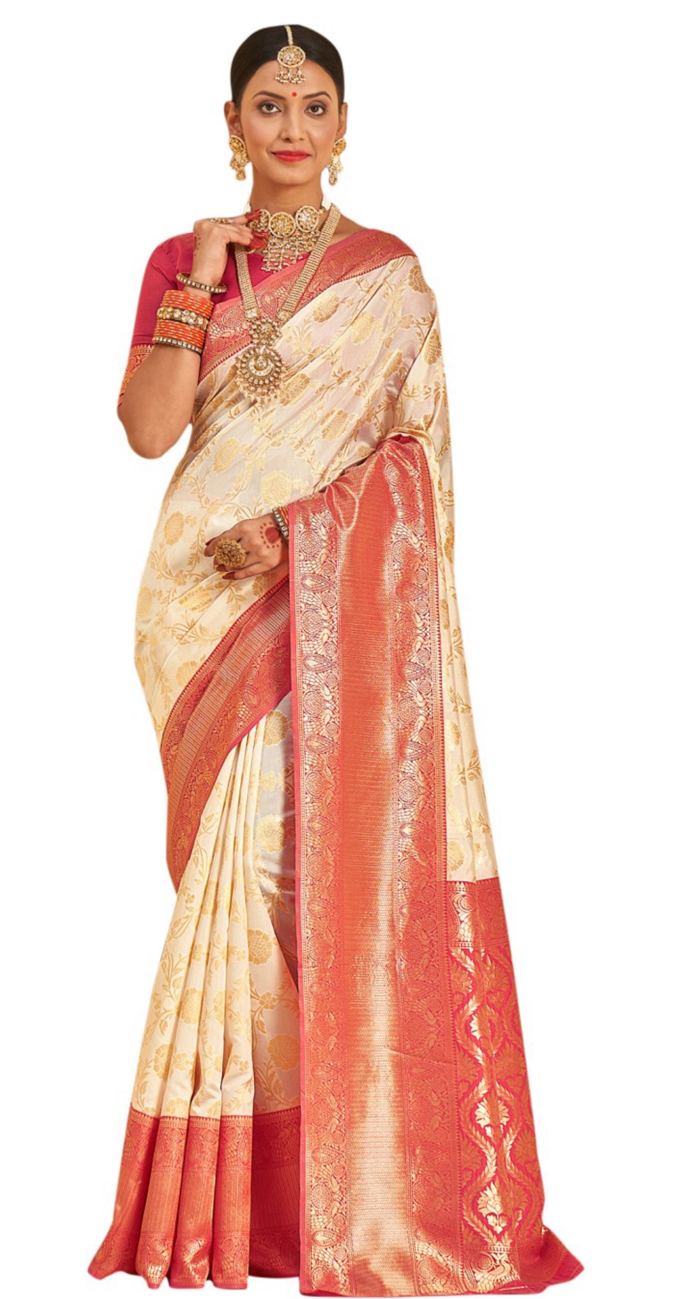 Beautiful designer Silk Blend Banarasi Saree With Unstitched Blouse Piece