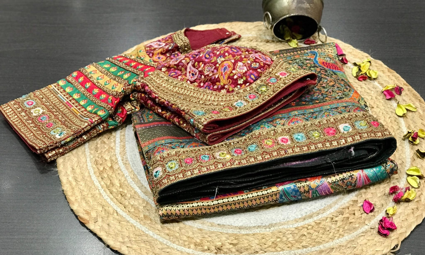 Beautiful designer Pure Kanni Silk Woven Sarees with Ready Blouse and Sabysachi Border