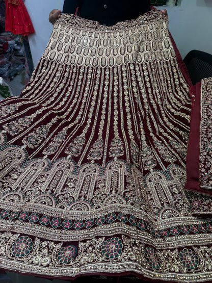 Beautiful designer bridal velvet unstitched lengha