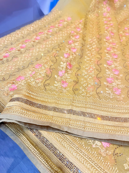 Beautiful designer fully Embroidery saree
