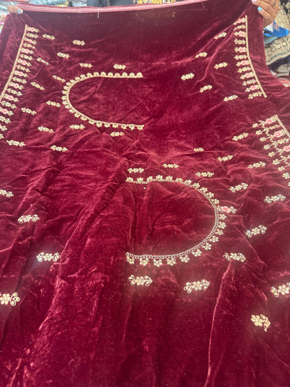 Beautiful designer bridal velvet unstitched lengha