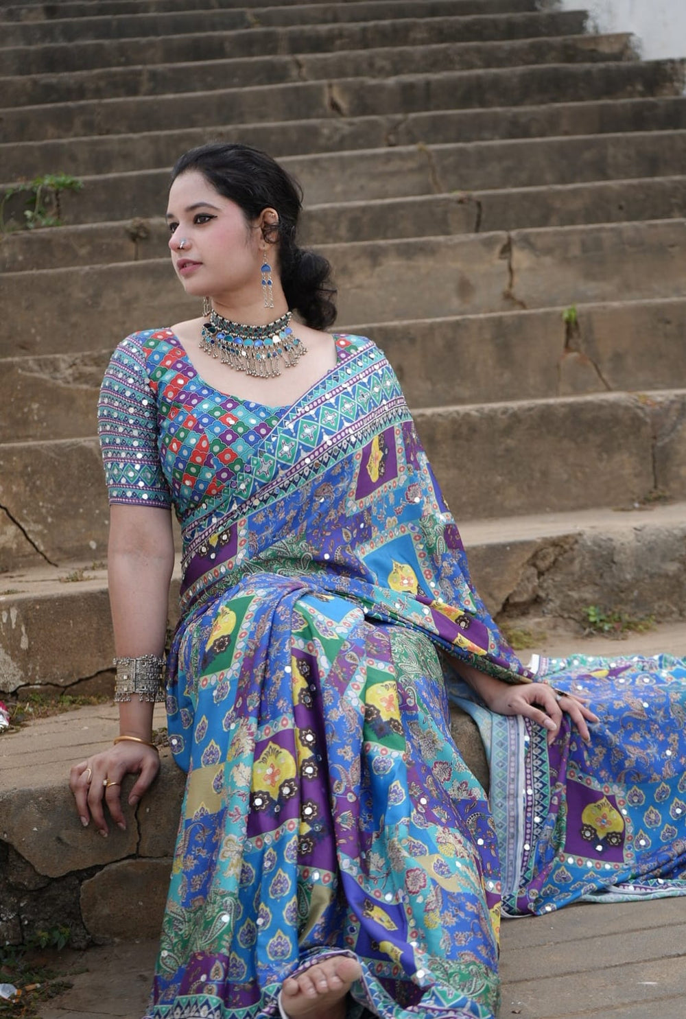 Beautiful designer multicolor saree