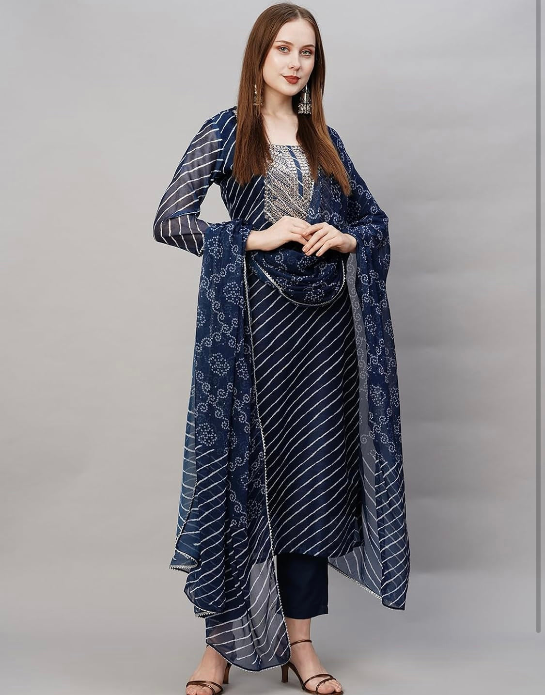 DESIGNER Women's Cotton Blend Straight Printed Kurta with Pant & Dupatta