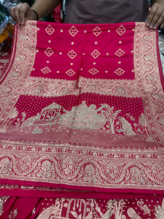 Beautiful designer silk saree with matching silk dupatta