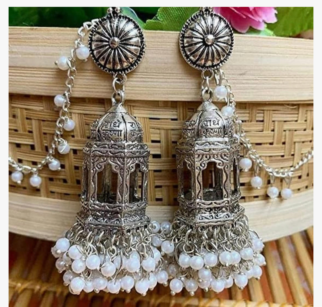 Beautiful designer oxidised jhumki with sahara