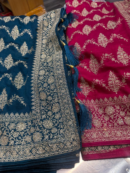 Beautiful designer fully embroidery saree