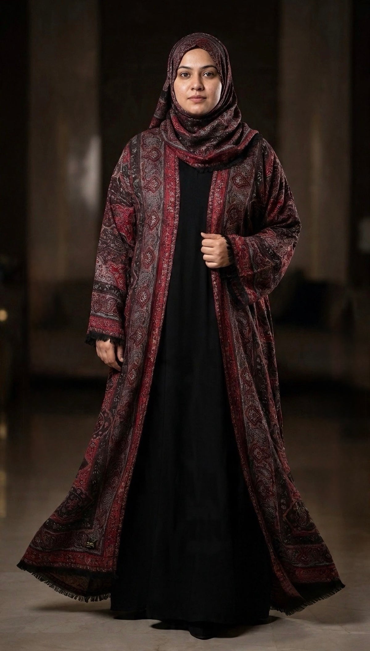 Beautiful designer pashmina abaya with scarf & belt