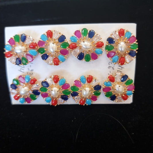 Beautiful designer American diamond studs multicoloured