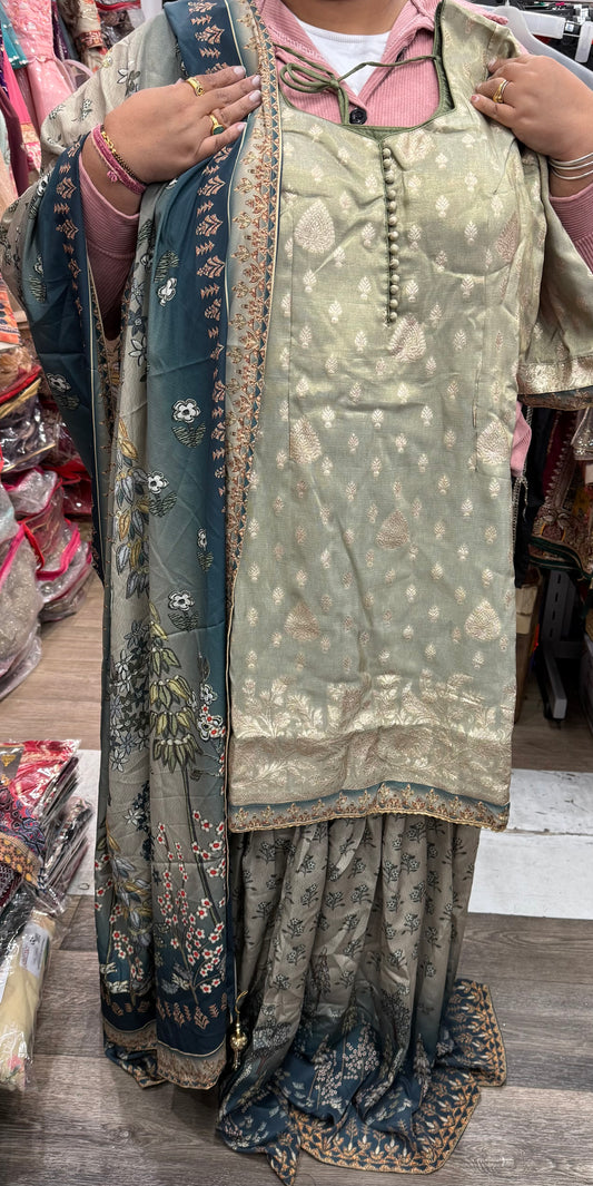 Beautiful designer floral sharara suit