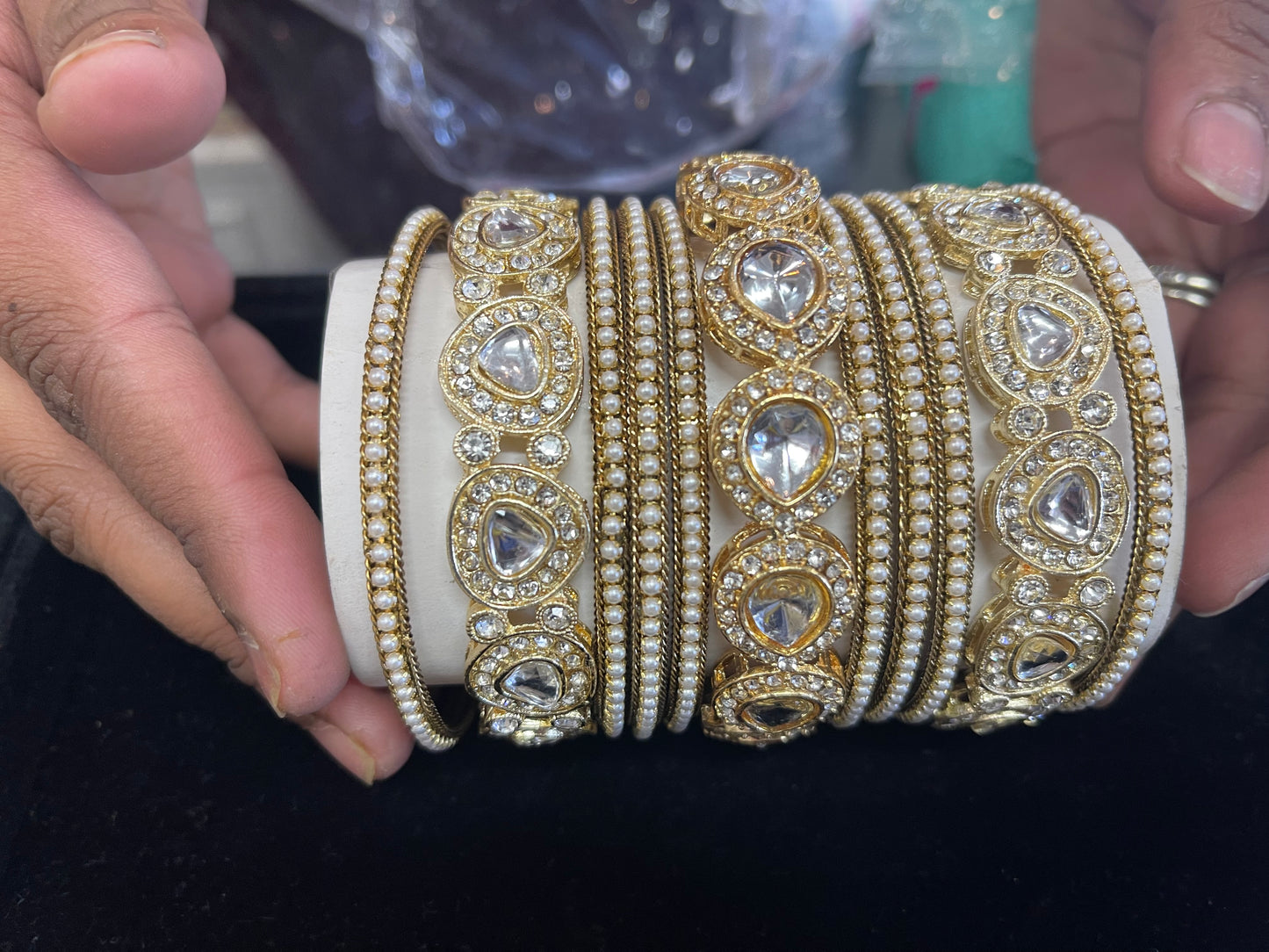 Beautiful designer kundan bangle set