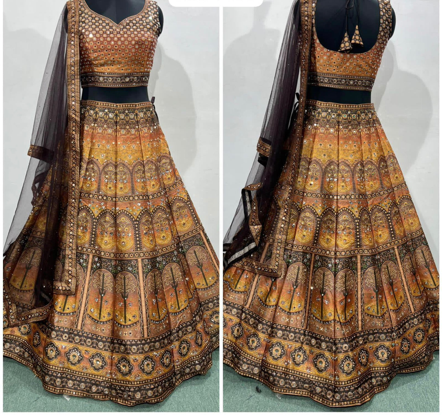 Beautiful designer digital print silk lengha choli