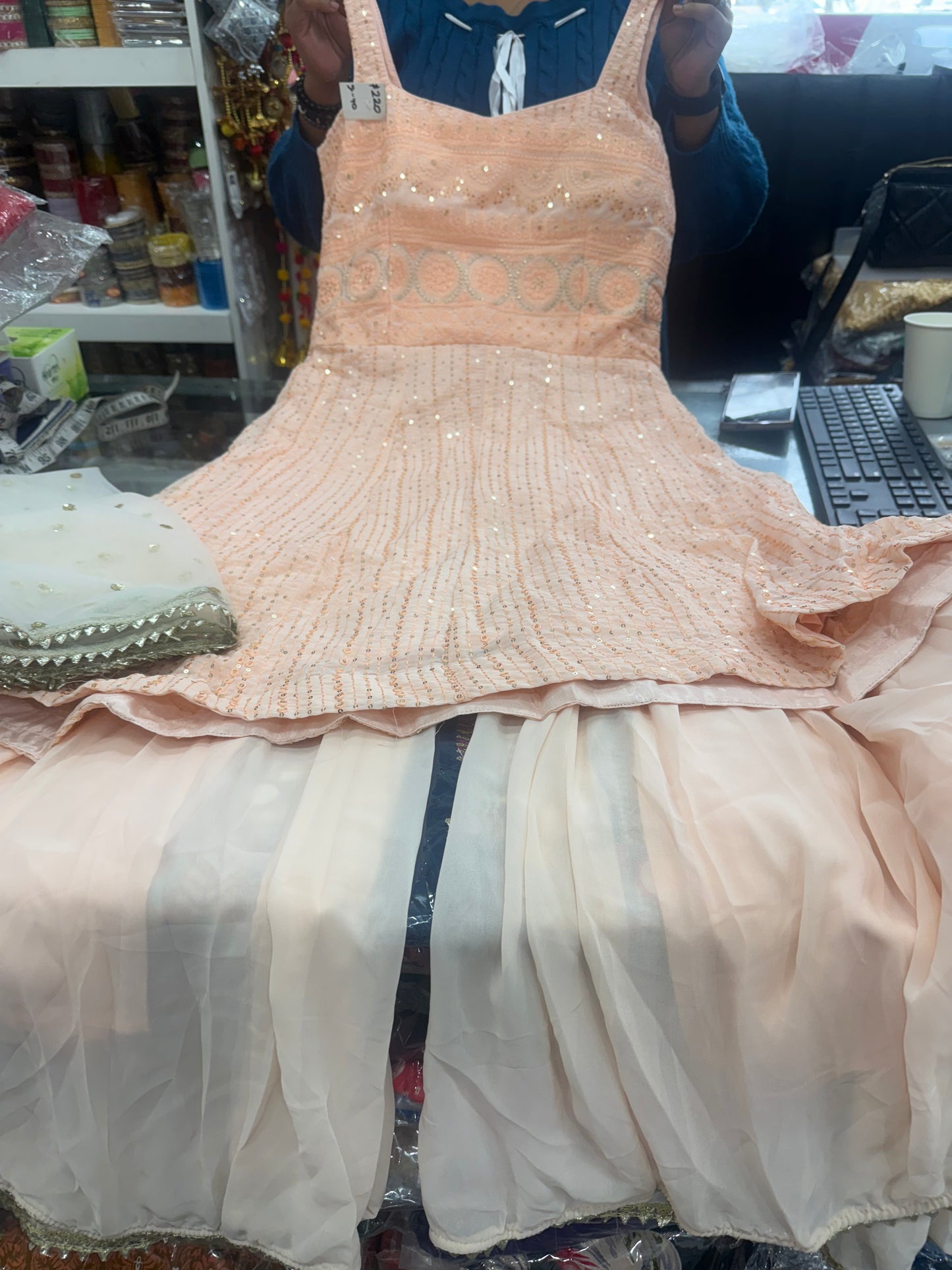 Beautiful designer peplum top Sharara suit