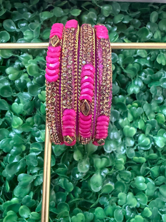 Beautiful designer stone work glass bangles set