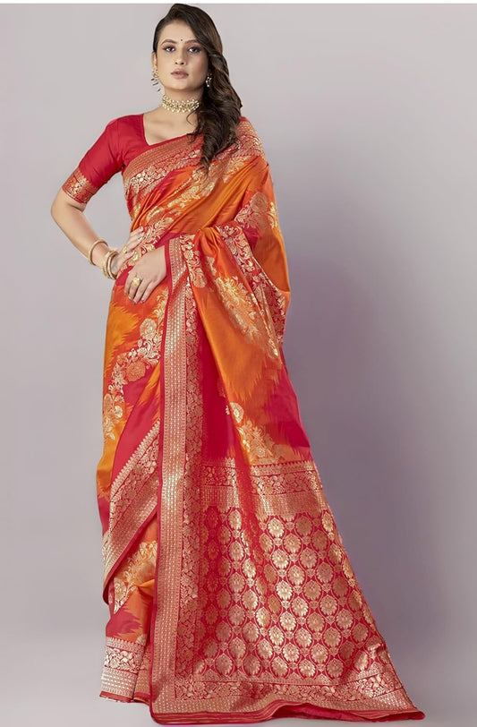 Beautiful designer Trendy Woven Banarasi Silk Design Jacquard Saree with Blouse Piece