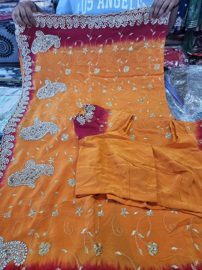 Beautiful designer silk saree with readymade blouse