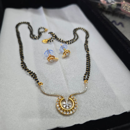 Beautiful designer American diamond mangalsutra with earrings