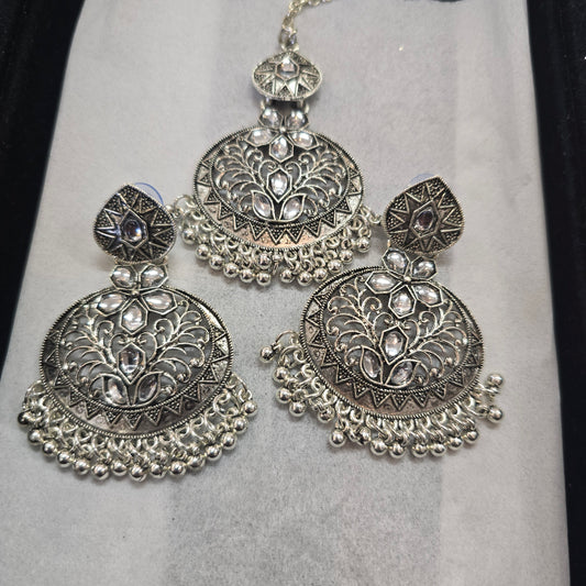 Beautiful designer oxidised  earing and tikkah set