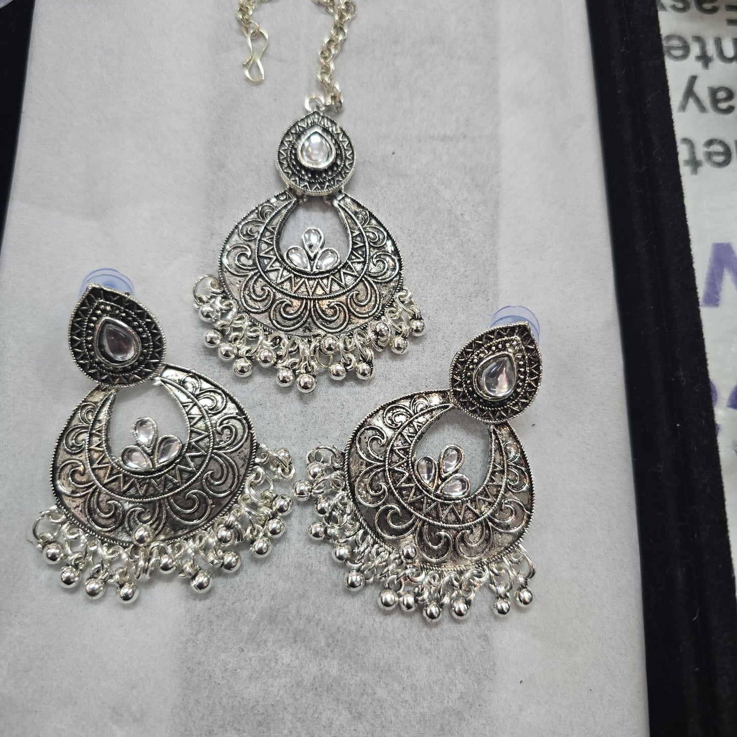 Beautiful designer oxidised  earing and tikkah set