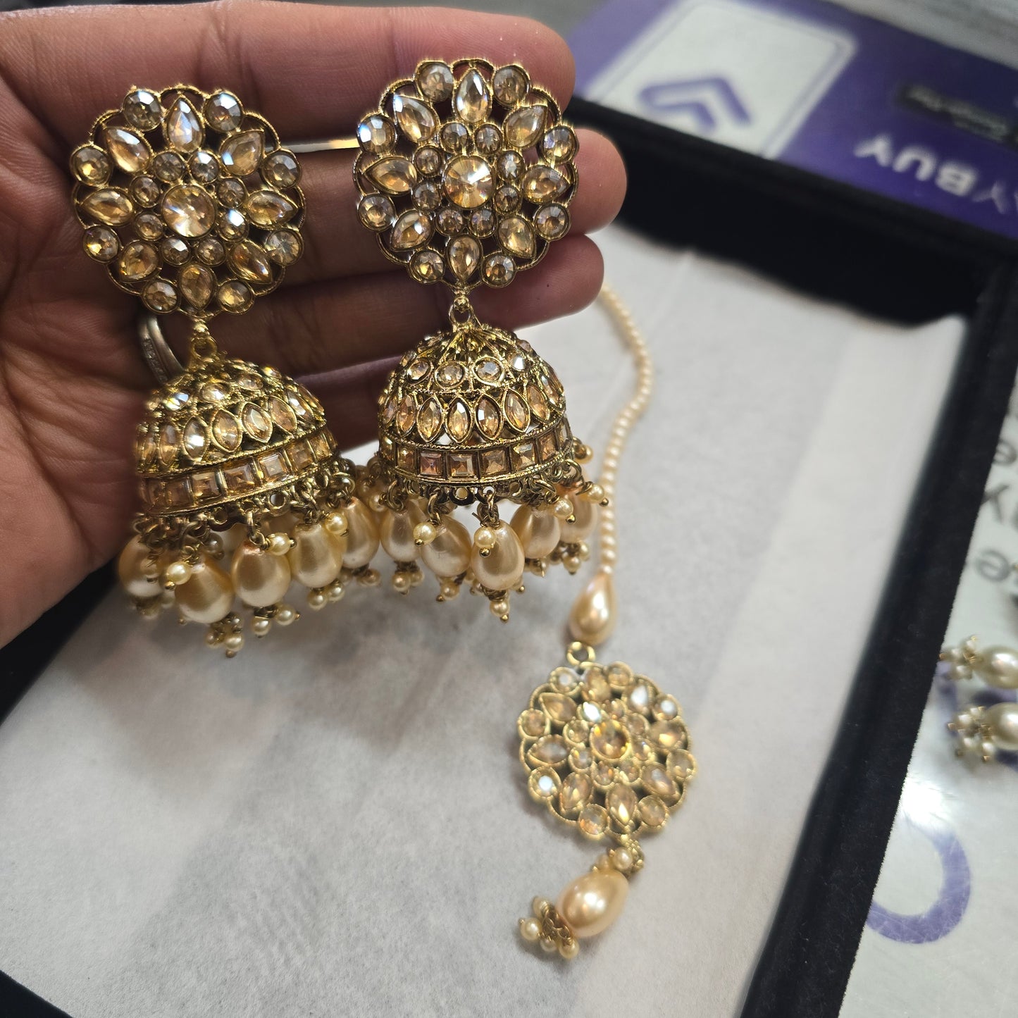 Beautiful designer jhumki earing and tikkah set