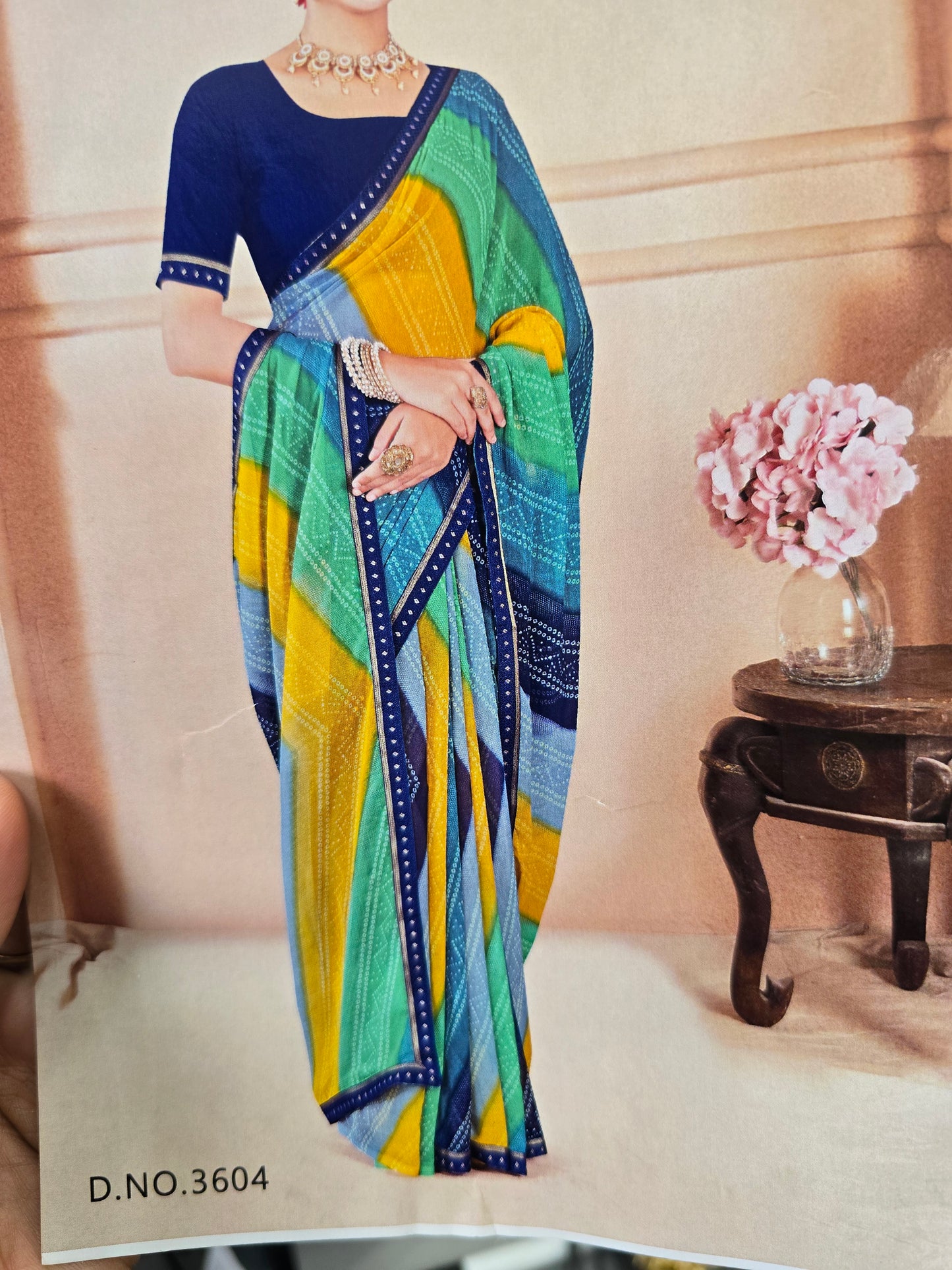 Beautiful designer  chiffon bandhani saree