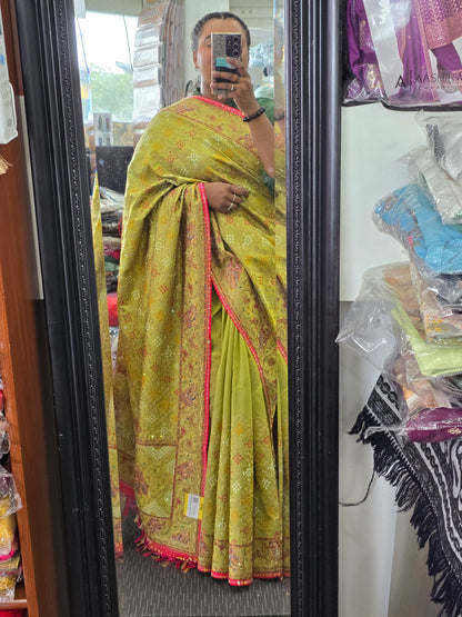 Beautiful designer Radha Krishna silk saree