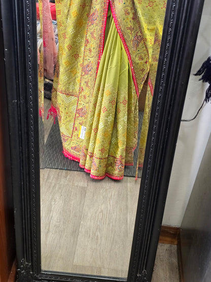 Beautiful designer Radha Krishna silk saree