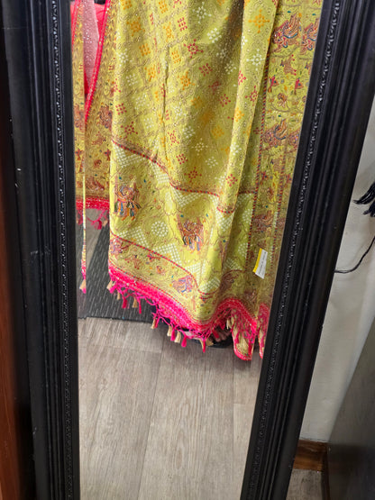 Beautiful designer Radha Krishna silk saree