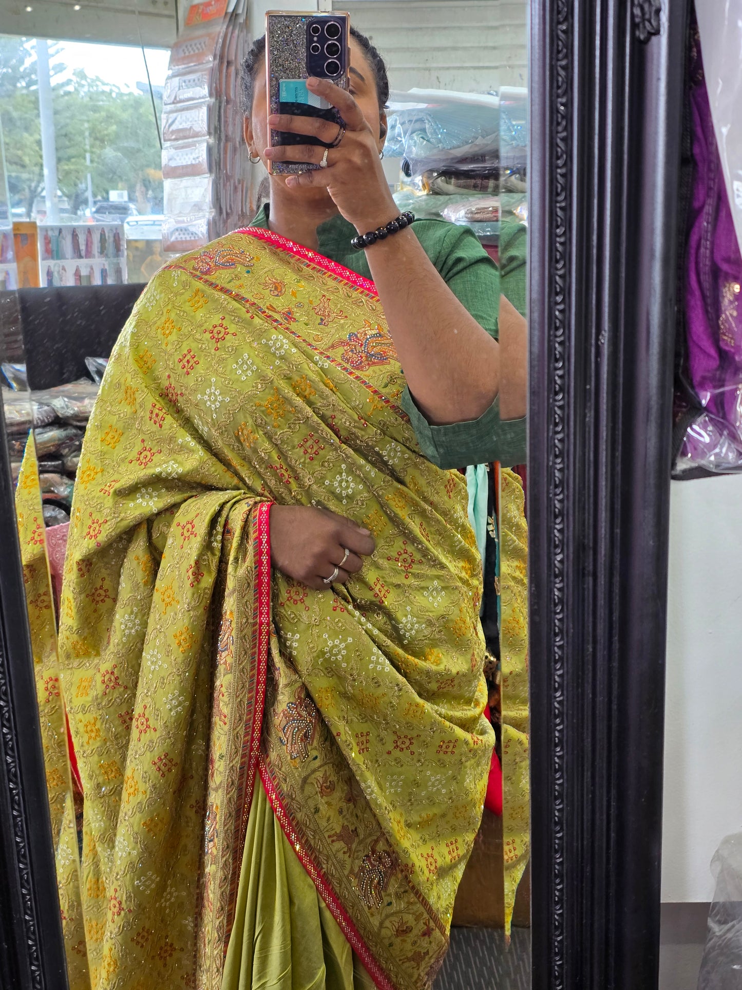 Beautiful designer Radha Krishna silk saree